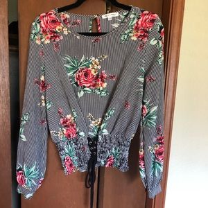 Flowers and stripes blouse